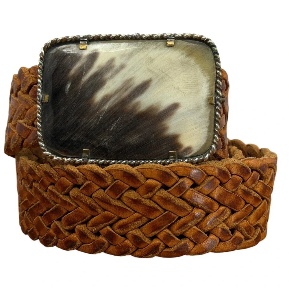 Moroccan Woven Leather Belt Women Brown Western Boho Prairie Hippie Cottage Core